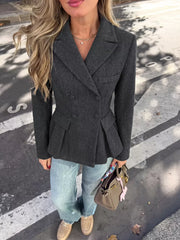 Tailored Peplum Blazer With Notched Lapels