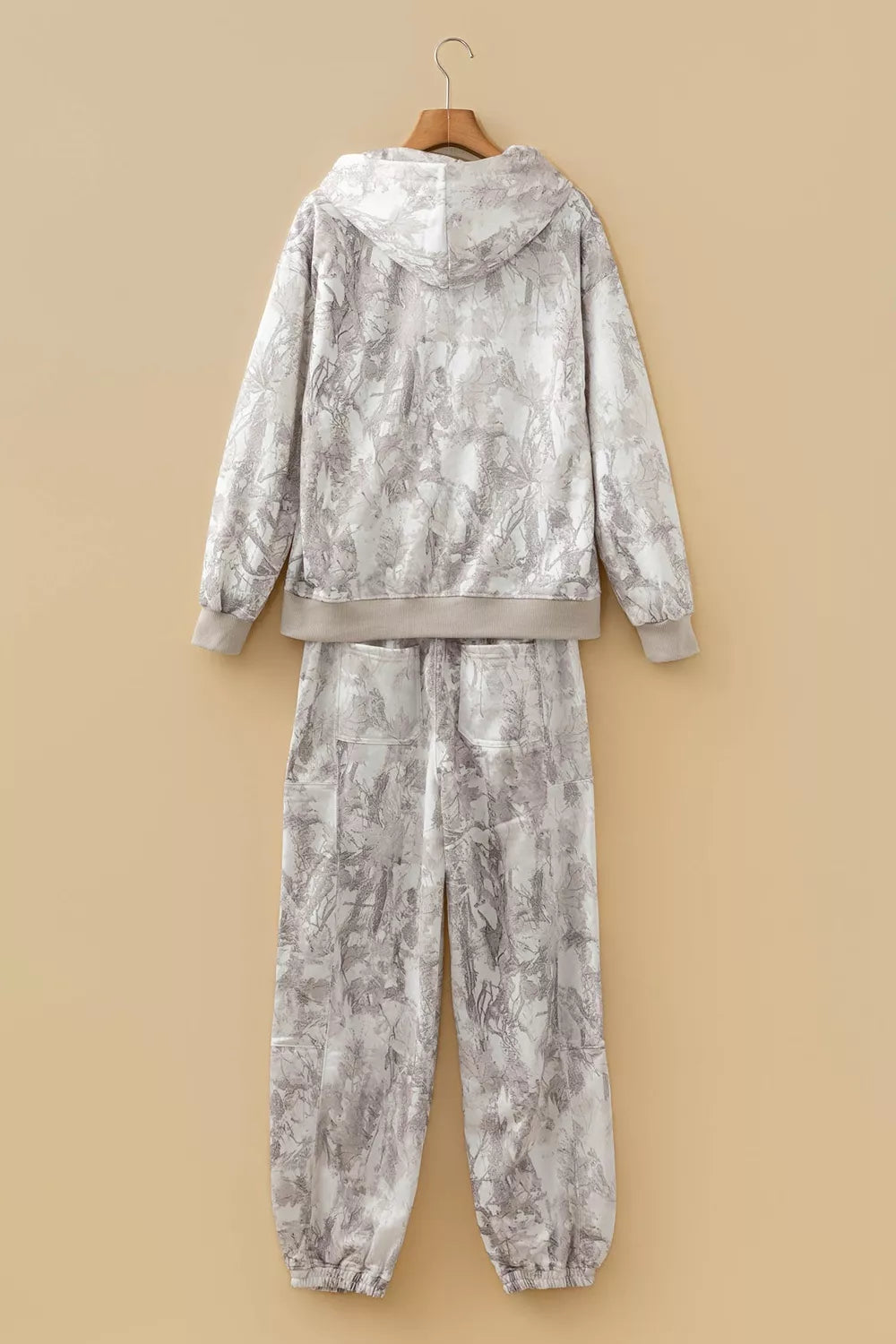 Multicolour Abstract Print Long Sleeve Pant Set in Light Gray, product detail