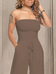 Effortless Strapless Smocked Jumpsuit