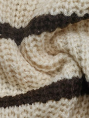 Striped Knit Polo Sweater in Tan, editorial view
