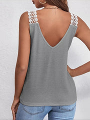 Lace Trim V-neck Tank Top, fit detail