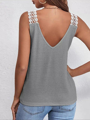 Lace Trim V-neck Tank Top, fit detail