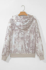 cream pullover hoodie with kangaroo pocket and long sleeve
