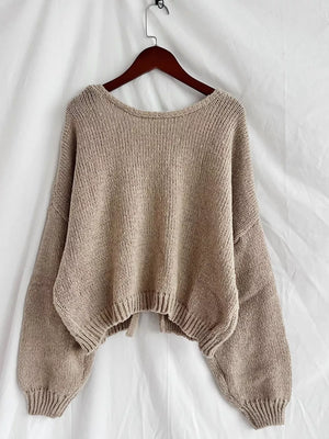 Khaki textured tie-front knit cardigan with a relaxed fit and ribbed cuffs.