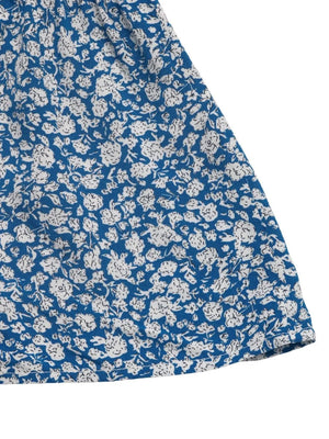 Light blue ditsy floral mini skirt with a ruffled hem detail.