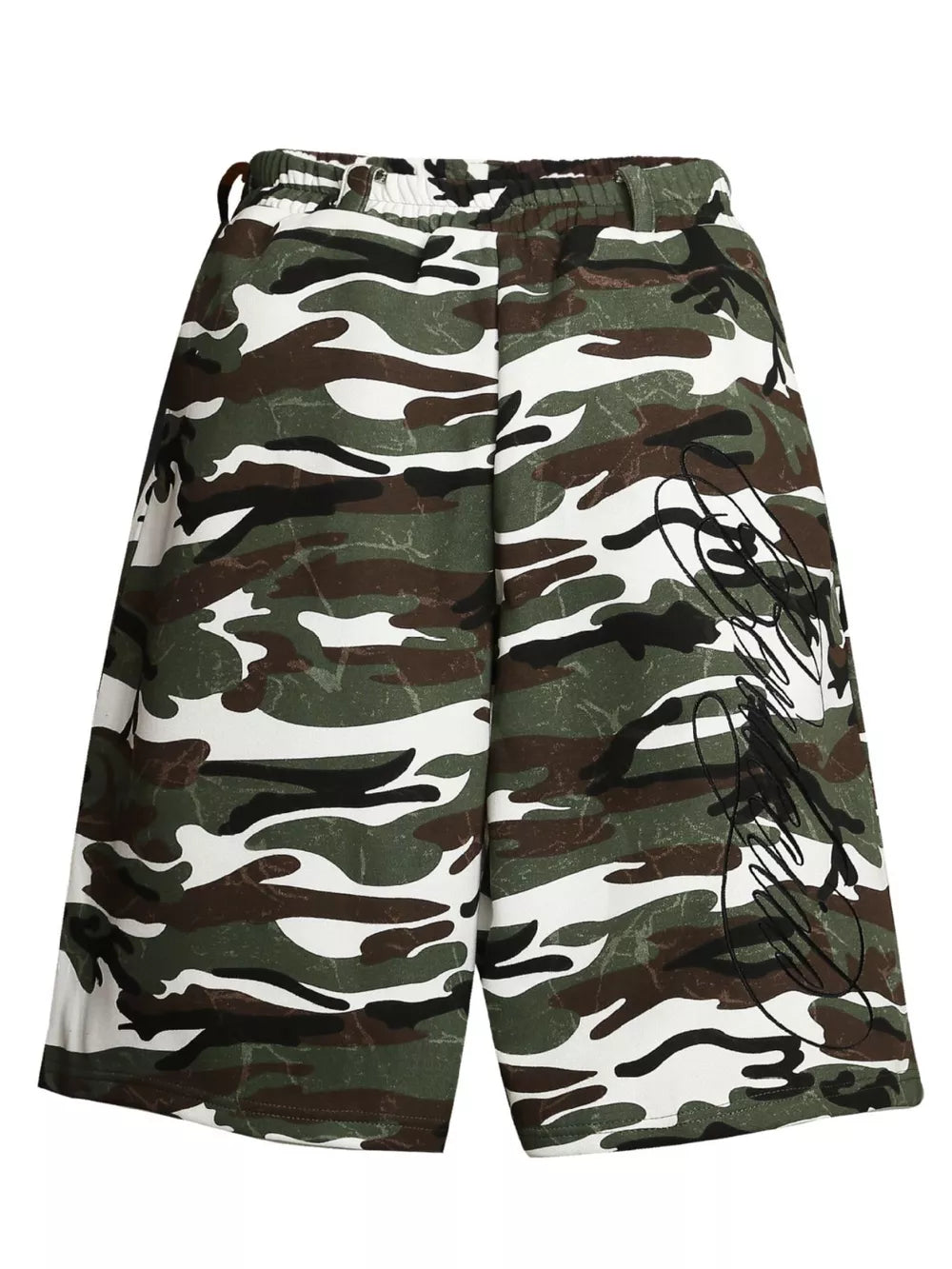Men's Camouflage Print Capris in Green Camouflage, front view