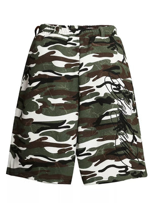 Men's Camouflage Print Capris in Green Camouflage, front view
