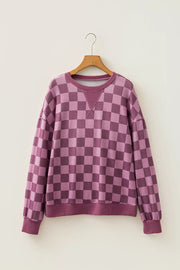 Ribbed Trim Checkered Pullover Shirt, alternate angle