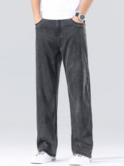 Men's Loose Fit Washed Jeans in Dark Gray, front view