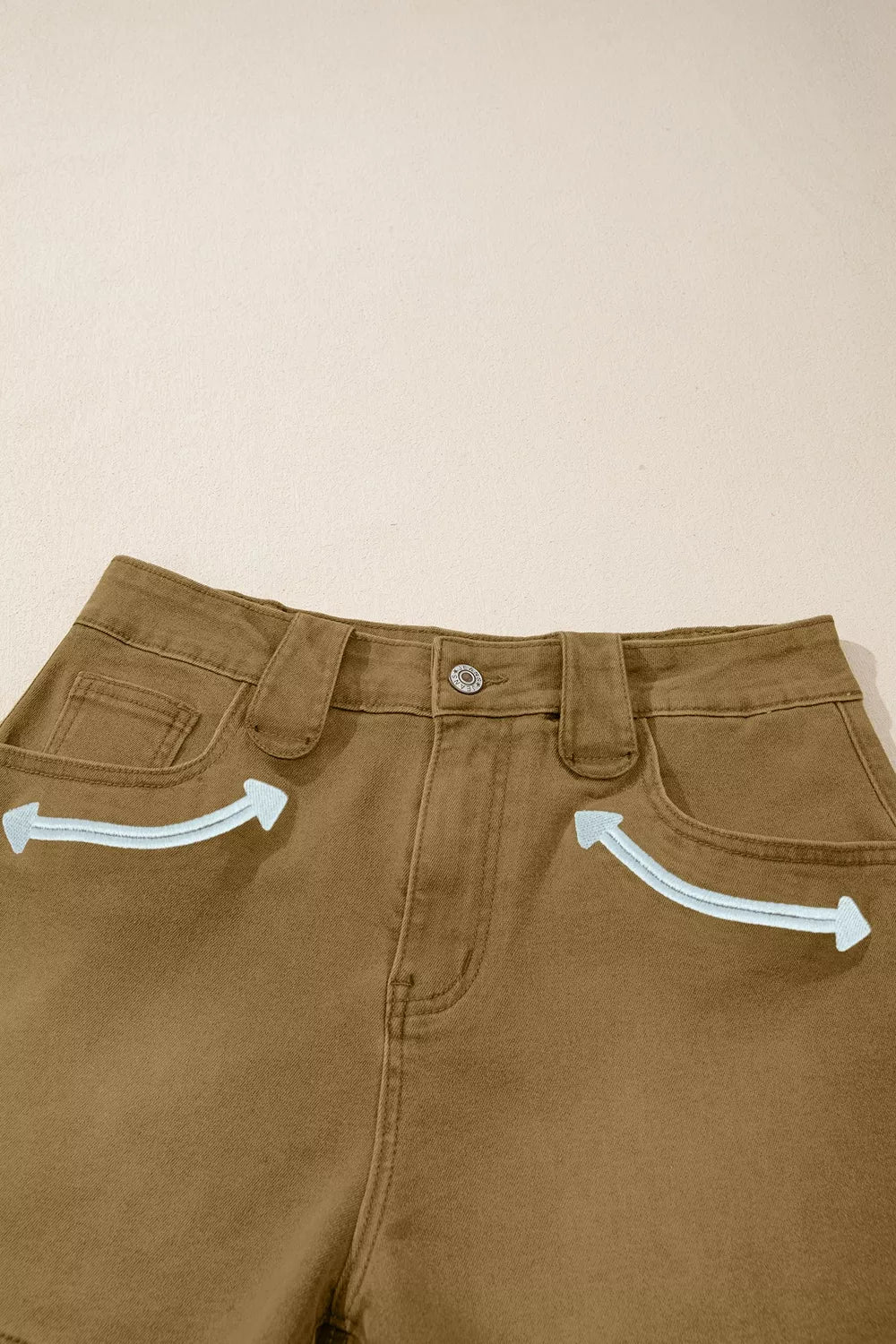 Contrast Arrow Detail Western Denim Shorts, back view