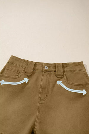 Contrast Arrow Detail Western Denim Shorts, back view