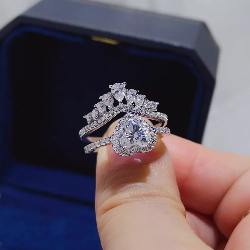 2 Carat 925 Sterling Silver Moissanite Ring Set in Silver, back view