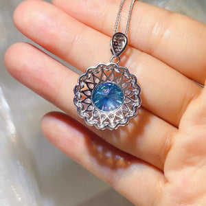 5 Carat 925 Sterling Silver Moissanite Pendant Necklace, back view