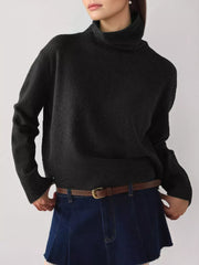 classic turtleneck sweater in Brown with turtleneck