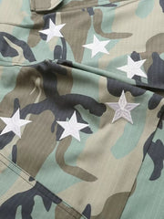 Men's Star Camouflage Cargo Capris in Green Camouflage, model styling view