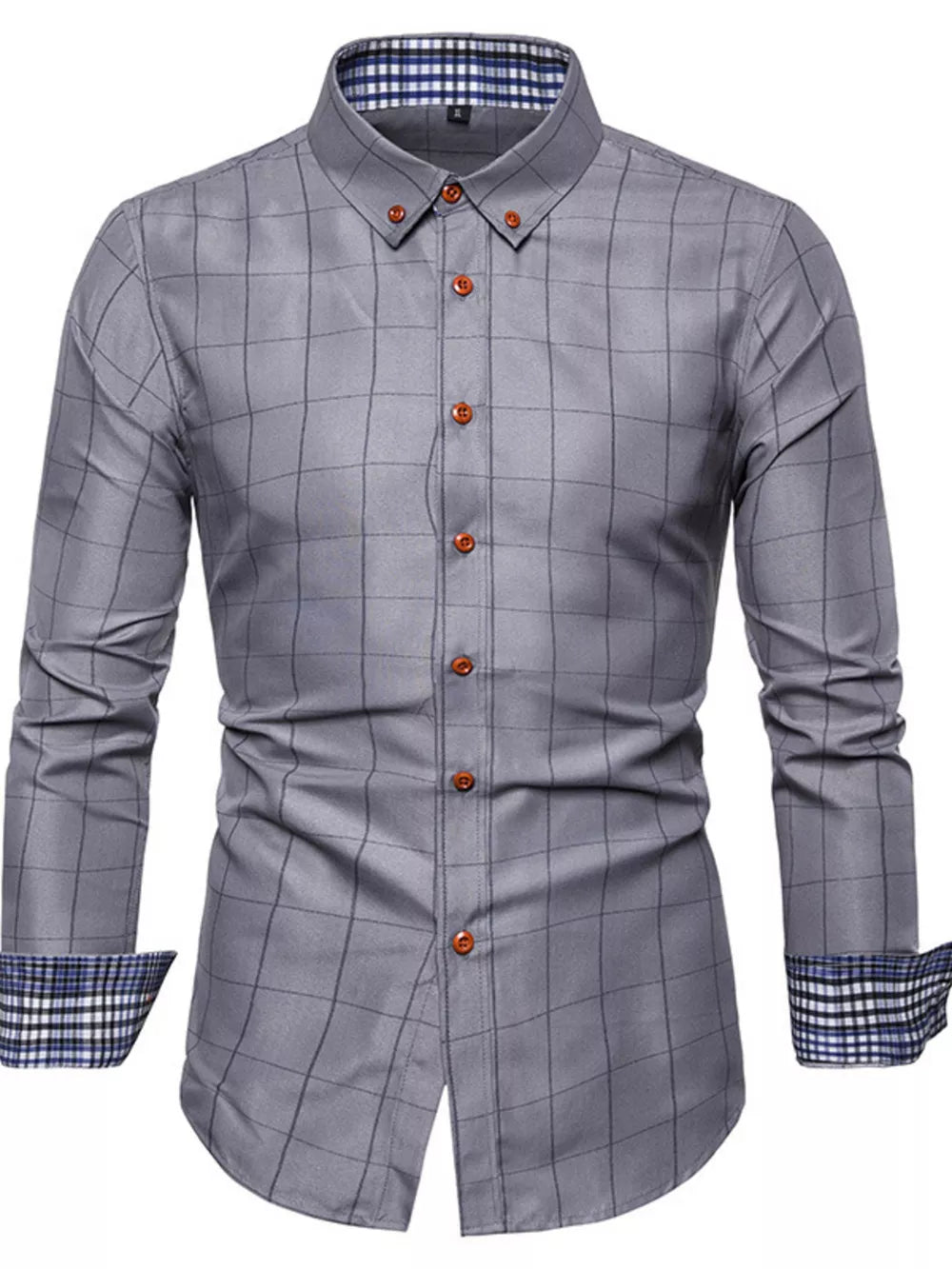Men's Plus Size Classic Plaid Button-down Shirt, front view