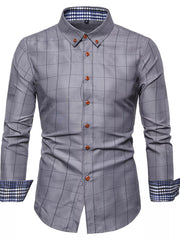 Men's Plus Size Classic Plaid Button-down Shirt, front view