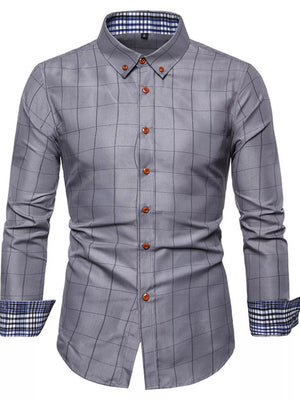 Men's Plus Size Classic Plaid Button-down Shirt, front view