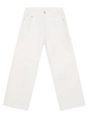 White 100% cotton jeans with a flowing fit and wide leg.