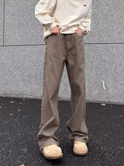 Men's brown wide-leg sweatpants with a relaxed fit and pockets.