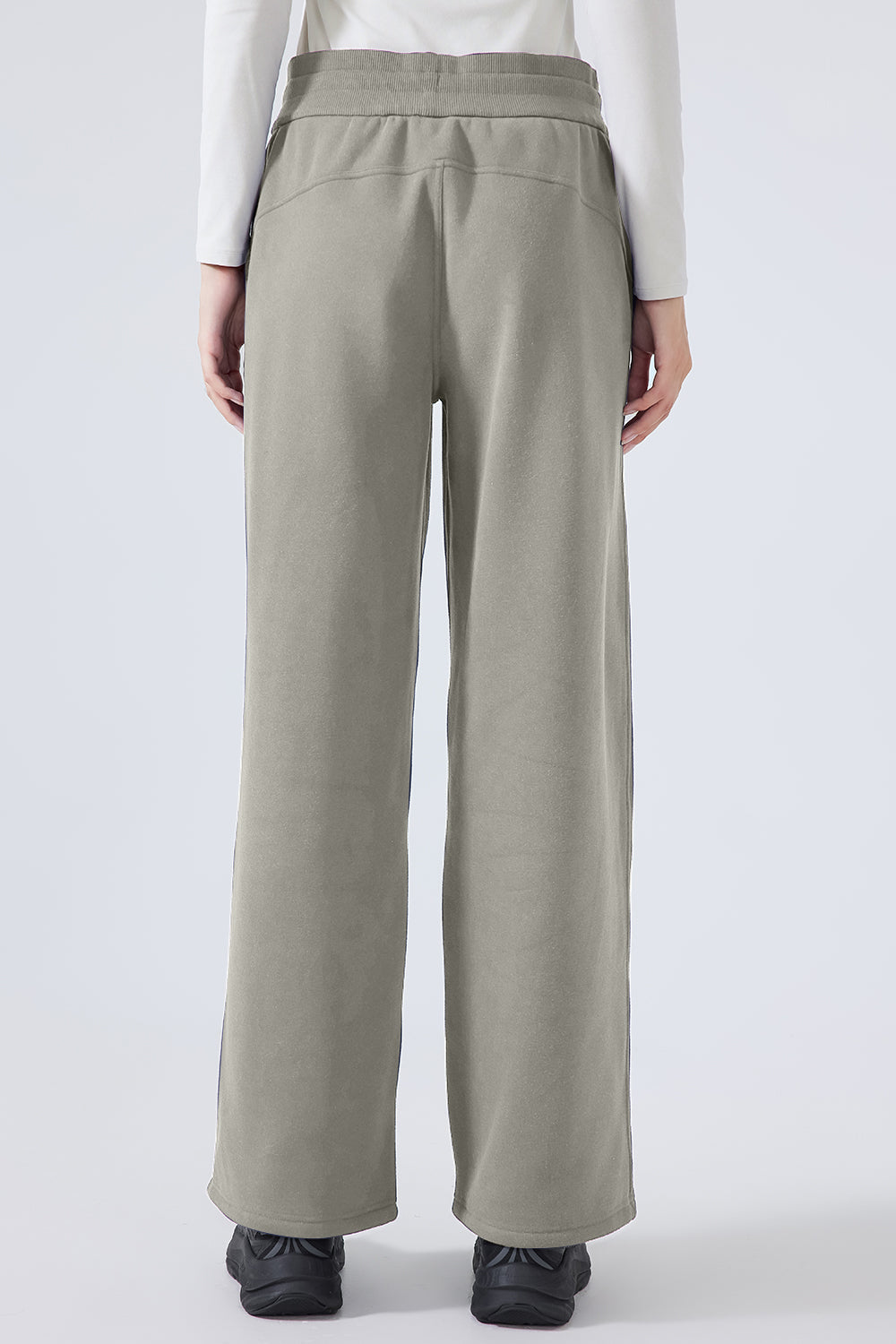 Relaxed palazzo sweatpants in sage with drawstring waist and wide leg
