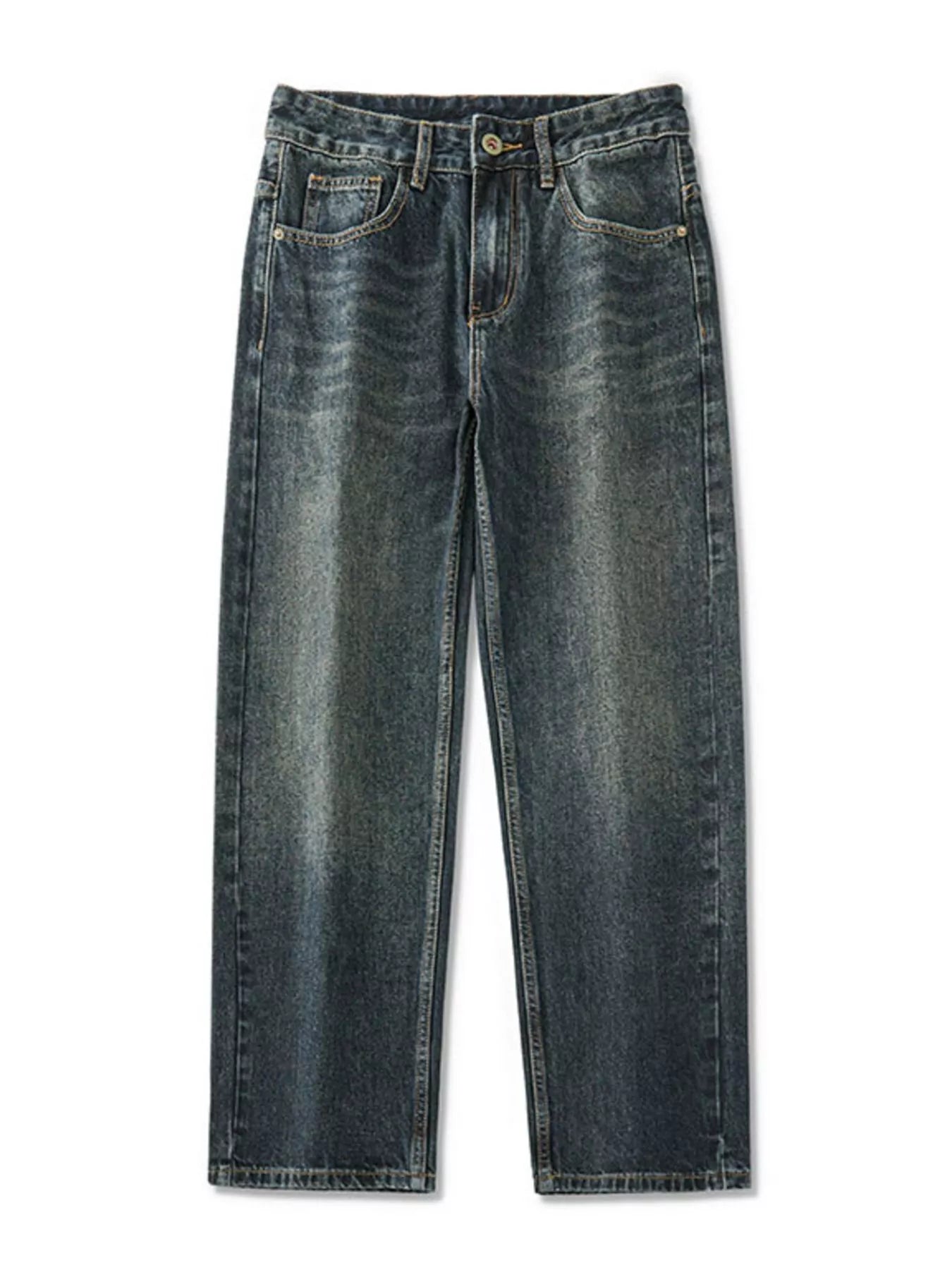 Relaxed fit vintage wide-leg jeans in blue denim with a faded wash.