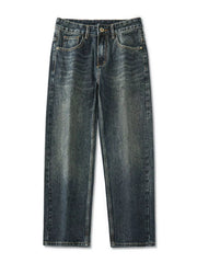 Relaxed fit vintage wide-leg jeans in blue denim with a faded wash.