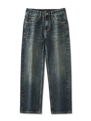 Relaxed fit vintage wide-leg jeans in blue denim with a faded wash.