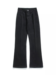 Black relaxed fit cotton jeans with a wide leg