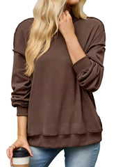 athleisure sweatshirt in Orange-red with crew neck