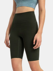 Sculpted Contour Active Cycling Shorts in Vintage Green with a high waist and seamless sides.