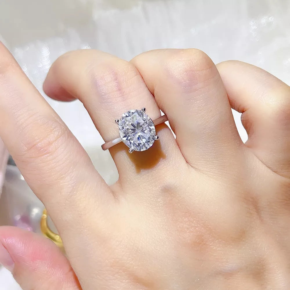 1 Carat Oval Moissanite Solitaire Sterling Silver Ring, model styling view