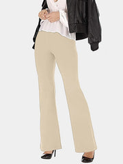 Sand V-waist flare leg leggings with a V-shaped waistband.