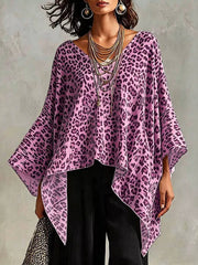 Full Size Leopard Print Asymmetrical Hem Top in Yellow, back view