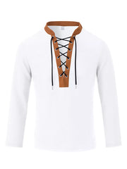 Men's Vintage Lace-up Long Sleeve Henley Plus Size, side view