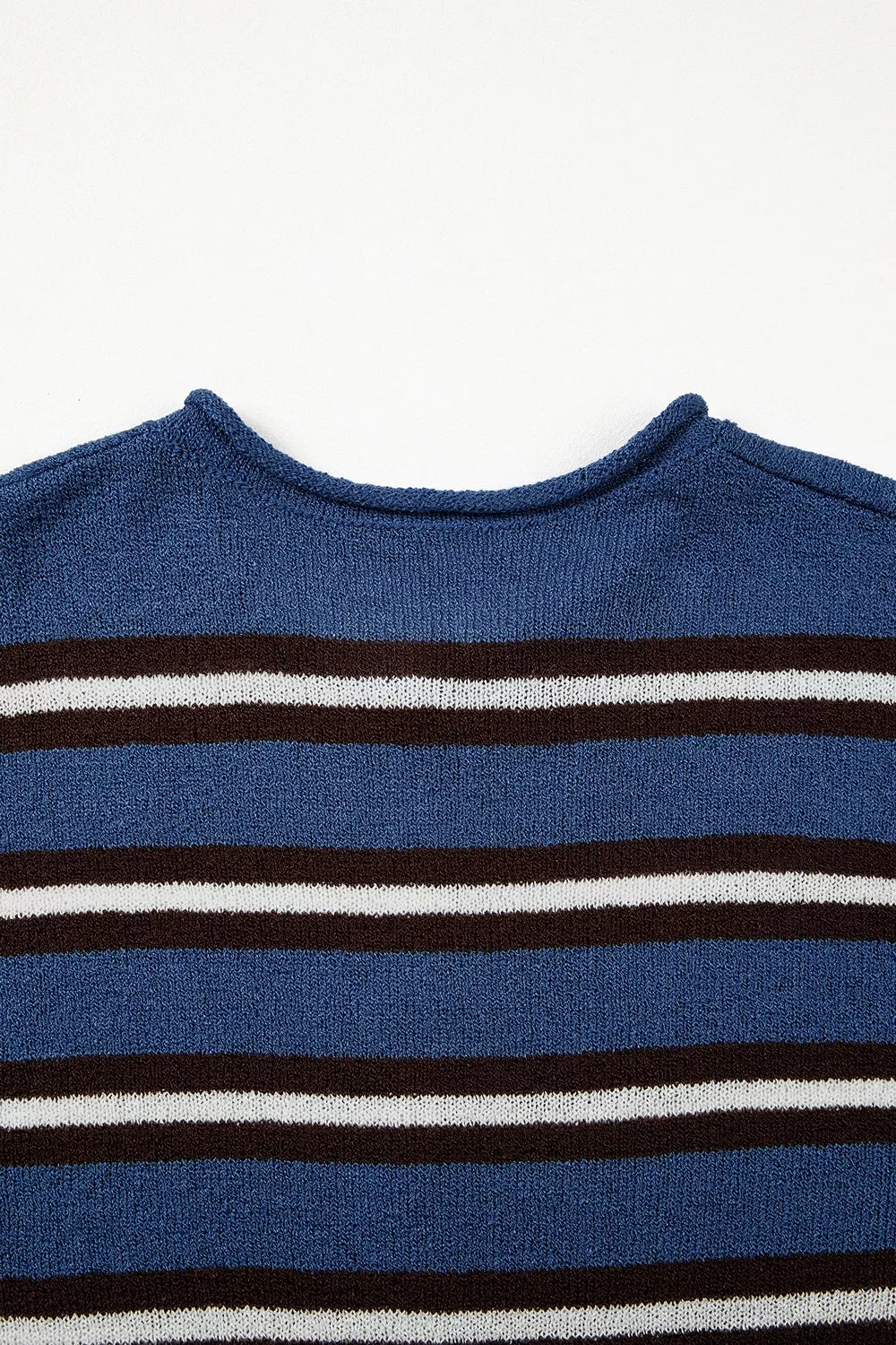 Striped Drop Shoulder Button Cardigan in Dusty Blue, view 12