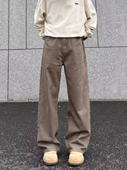 Men's brown wide-leg sweatpants with a relaxed fit and elastic waistband.