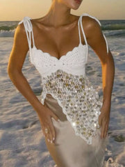 Luxe Sequin-embellished Crochet Cami