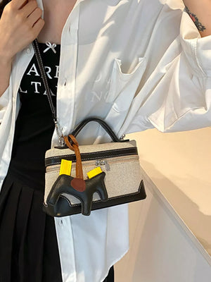 Top Handle Detachable Strap Mini Handbag in Black, editorial view