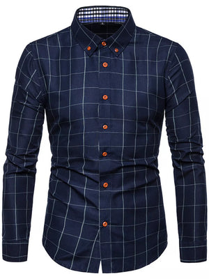 Men's Plus Size Classic Plaid Button-down Shirt, alternate angle