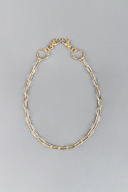 Gold chain wallet chain with lobster clasps and O-ring connectors for belts and pants.