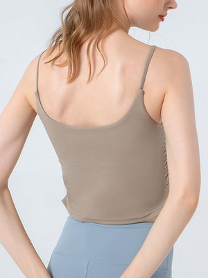 Sculpted side-ruching tank top in Chestnut, a basic activewear crop top.
