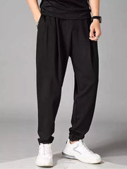 Men's Plus Size Loose Fit Joggers in Black, front view