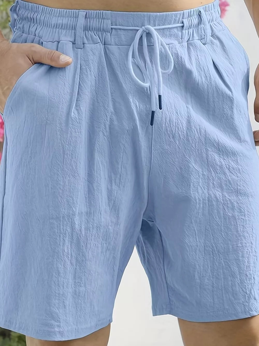 Men's Lightweight Drawstring Shorts Plus Size, model styling view