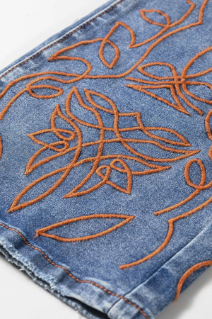 Embroidered Flare Leg Jeans, side view