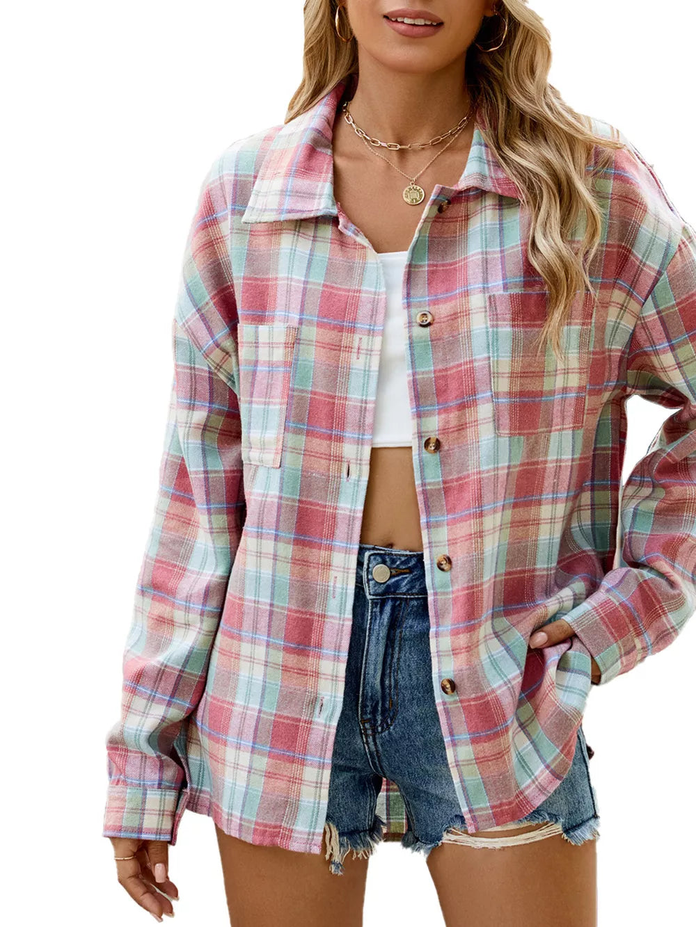 Plaid Button Up Shirt in Coffee