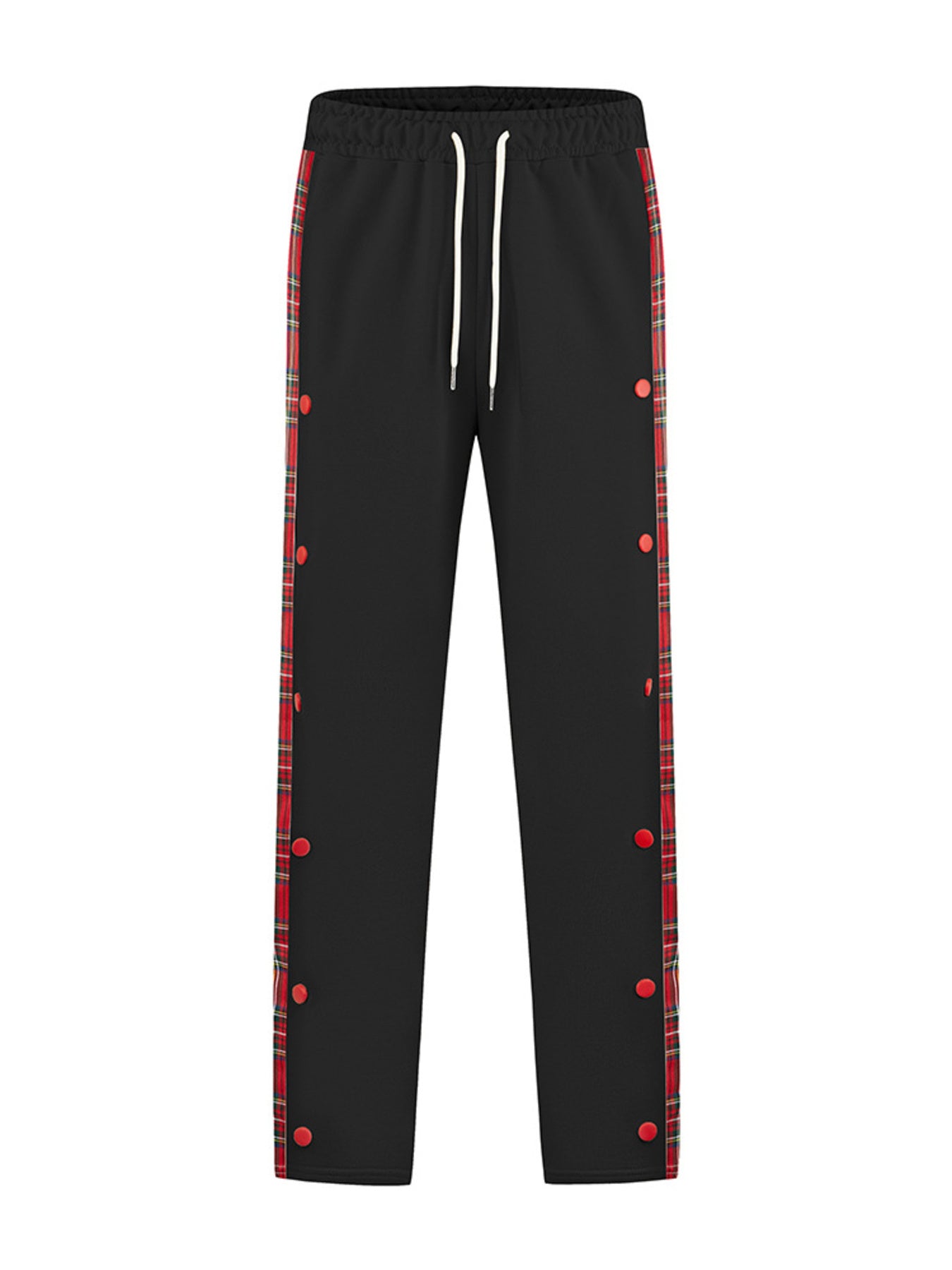 Men's Full Size Drawstring Plaid Side Stripe Pants, side view