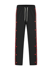 Men's Full Size Drawstring Plaid Side Stripe Pants, side view