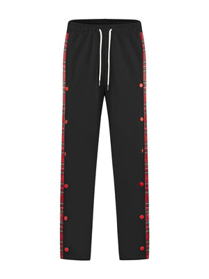 Men's Full Size Drawstring Plaid Side Stripe Pants, side view