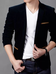 Men's Plus Size Slim Fit Velvet Blazer, side view